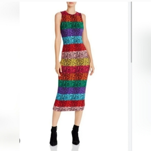 Alice + Olivia Delora Rainbow Snake Print Midi Dress Size 0 NWT $395 - Picture 6 of 14